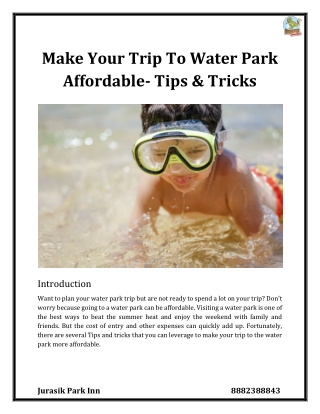 Make Your Trip To Water Park Affordable- Tips & Tricks