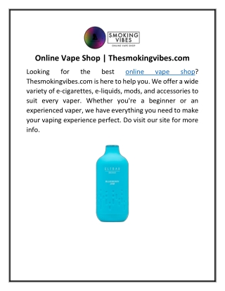 Online Vape Shop | Thesmokingvibes.com