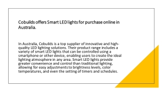 Cobuilds offers Smart LED lights for purchase online in Australia