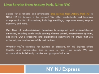 Affordable Limo Service from Asbury Park NJ