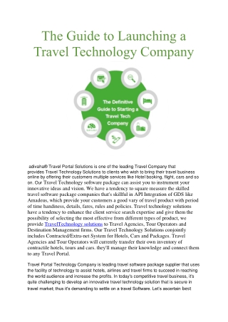 The Guide to Launching a Travel Technology Company