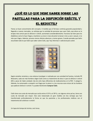 Qué es lo que debe saber sobre las pastillas para la disfunción eréctil y el reductil