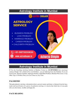 Astrology Institute in Mumbai  91-9873530830