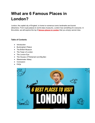 What are 6 Famous Places in London