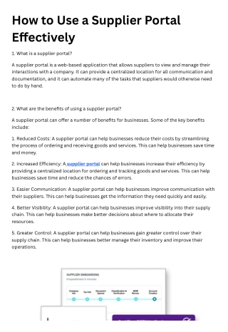 How to Use a Supplier Portal Effectively