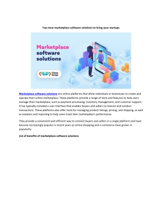 Top most marketplace software solutions to bring your startups