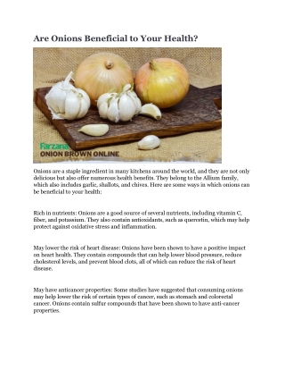 Are Onions Beneficial to Your Health