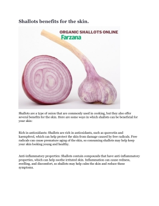 Shallots benefits for the skin.