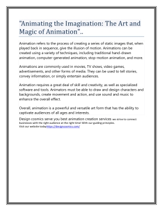 Animating the Imagination