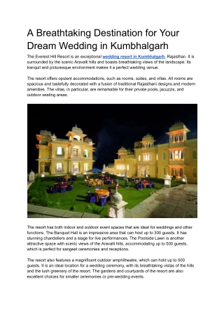 A Breathtaking Destination for Your Dream Wedding in Kumbhalgarh