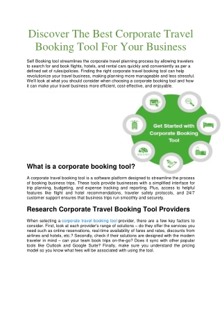 Corporate travel booking tool
