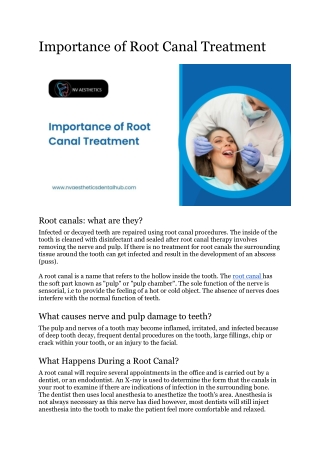 Importance of Root Canal Treatment