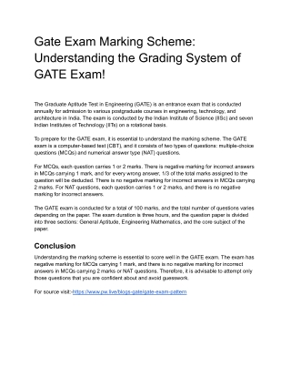 Gate Exam Marking Scheme:Understanding the Grading System of GATE Exam