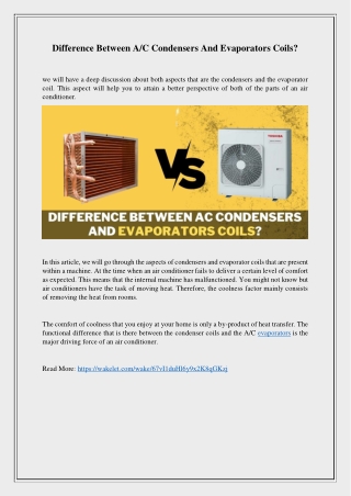 Difference Between A/C Condensers And Evaporators Coils?