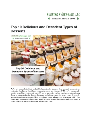 Top 10 Delicious and Decadent Types of Desserts