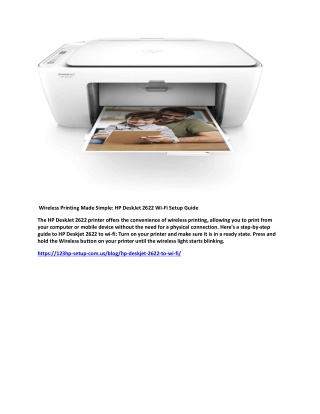 Wireless Printing Made Simple HP DeskJet 2622 Wi-Fi Setup Guide