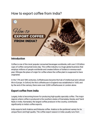 How to export coffee from India?