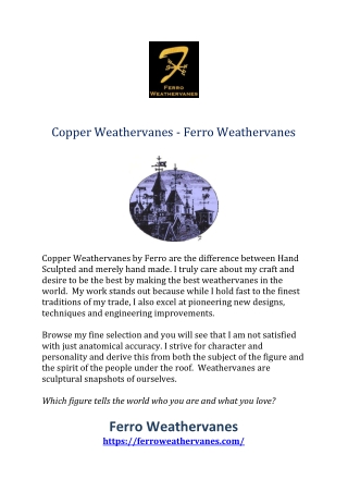 Copper Weathervanes - Ferro Weathervanes