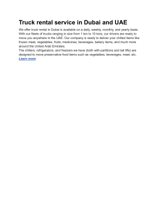 Truck rental service in Dubai and UAE