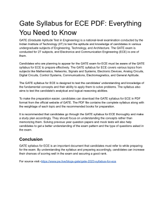 Gate Syllabus for ECE PDF:Everything You Need to Know