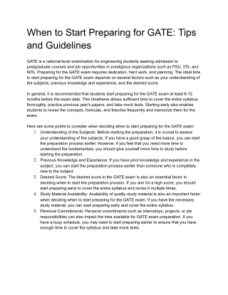 When to Start Preparing for GATE:Tips and Guidelines