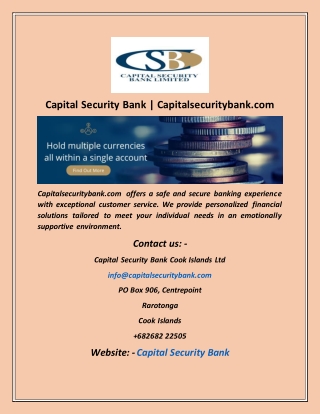 Capital Security Bank  Capitalsecuritybank com