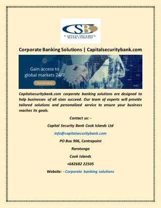 Corporate Banking Solutions  Capitalsecuritybank com