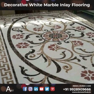 Decorative White Marble Inlay Flooring