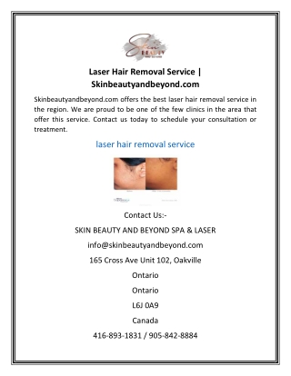 Laser Hair Removal Service  Skinbeautyandbeyond.com