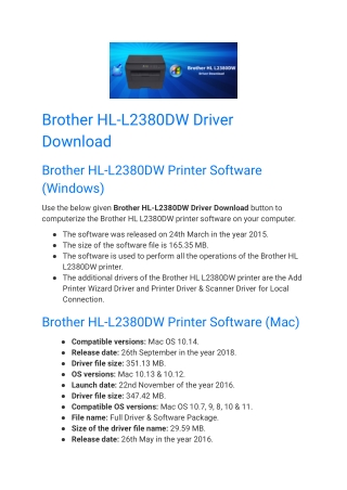 Brother HL-L2380DW Driver Download