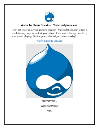 Water In Phone Speaker  Wateroutphone.com