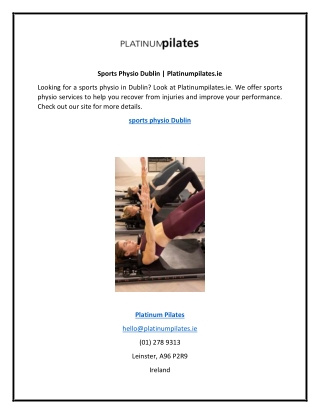 Sports Physio Dublin | Platinumpilates.ie