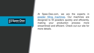 Powder Filling Machines Spee-dee.com