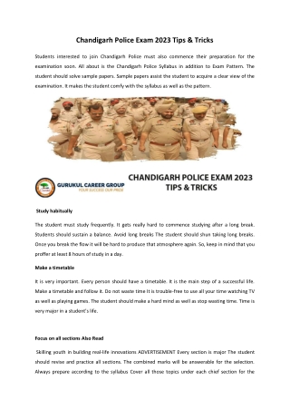 Chandigarh Police Coaching in Chandigarh
