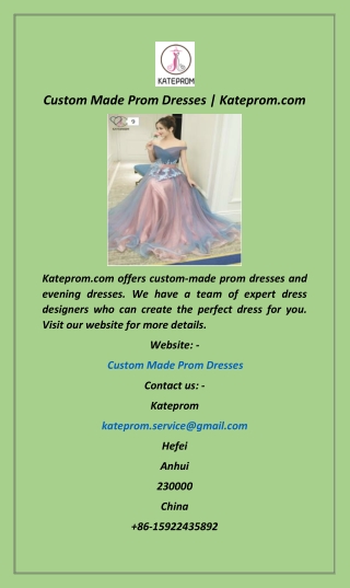 Custom Made Prom Dresses  Kateprom