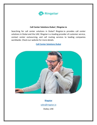 Call Center Solutions Dubai | Ringstar.io