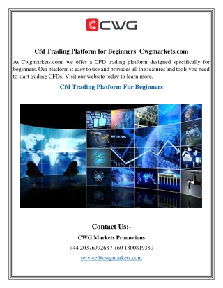 Cfd Trading Platform for Beginners | Cwgmarkets.com