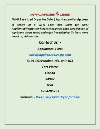 Wi-fi Easyload Dryer For Sale  Appliances4lessfp com