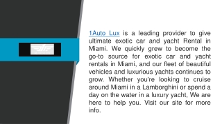 The Best Luxury Car And Yacht Rental Service