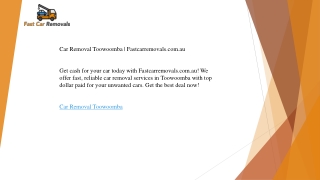 Car Removal Toowoomba  Fastcarremovals.com.au