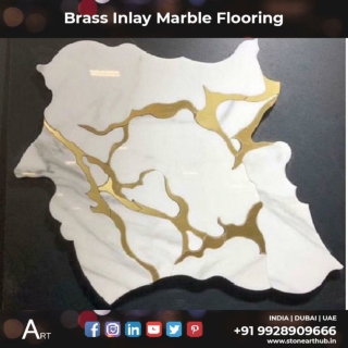 Brass Inlay Marble Flooring