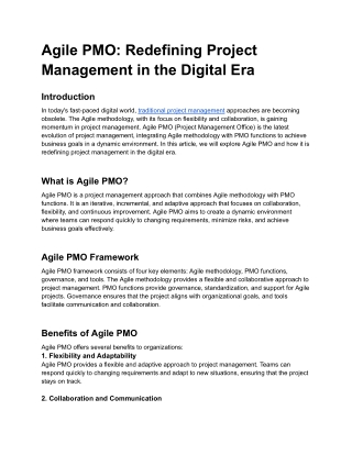 Agile PMO_ Redefining Project Management in the Digital Era