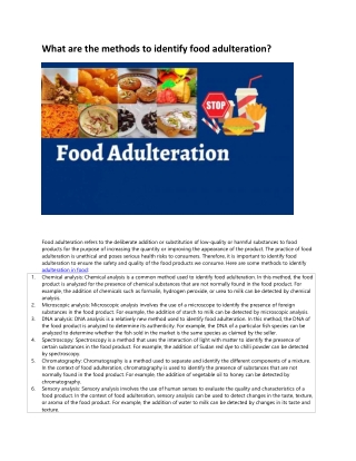 What are the methods to identify food adulteration?