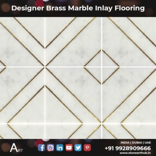 Designer Brass Marble Inlay Flooring