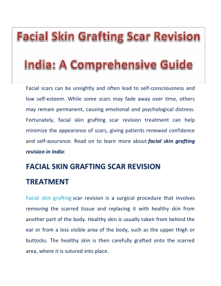 All That You Must Know About Facial Skin Grafting Scar Revision In India