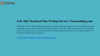 Ivdr Mdr Technical Files Writing Service  5aiconsulting.com