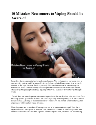 10 mistakes newcomers to vaping should be aware off