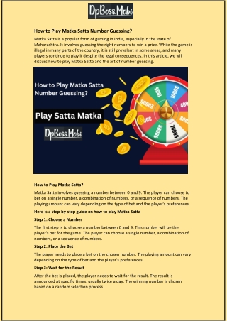 How to Play Matka Satta Number Guessing?