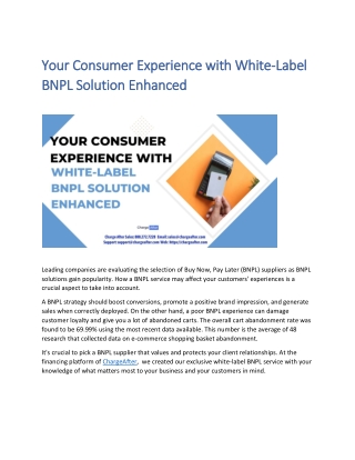 Your Consumer Experience with White-Label BNPL Solution Enhanced.