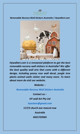 Removable Nursery Wall Stickers Australia  Hywallart